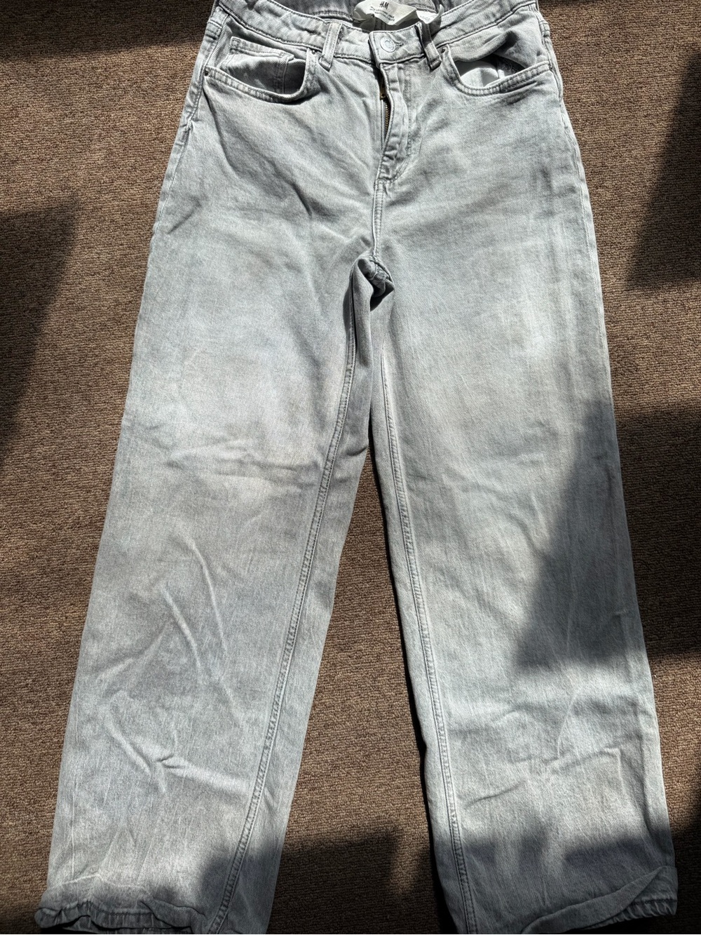 H&M Light Gray Wide-Leg Kids Jeans